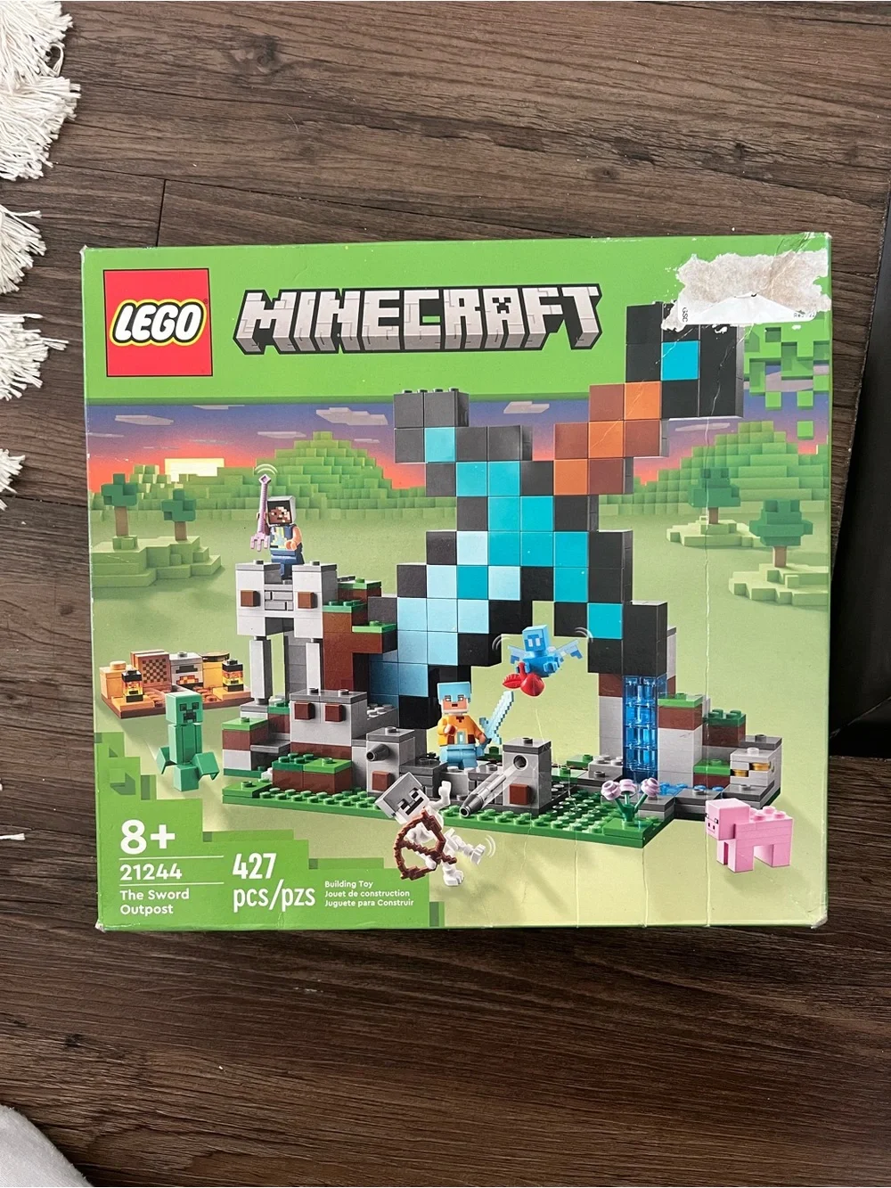 LEGO Minecraft Blue Black Pixel Sword Outpost Building Set